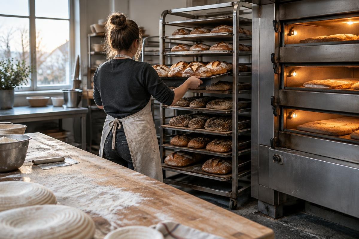 Bakery owner at work in the early morning